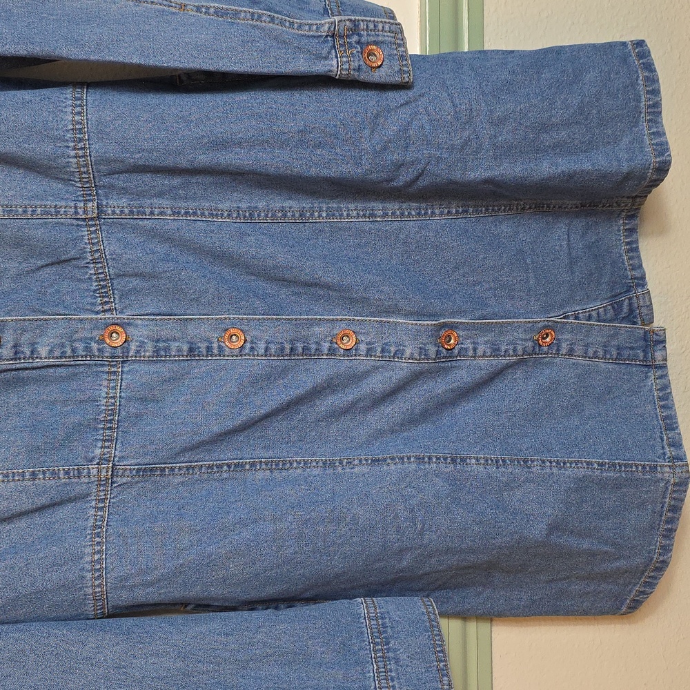 Frye Denim Shirt Dress Medium Button Front Long Sleeve Jean Dress - Picture 5 of 14